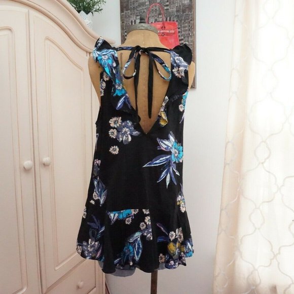 🆕Free People Blouse Ruffled hem Linen Blend Tunic - Picture 6 of 8